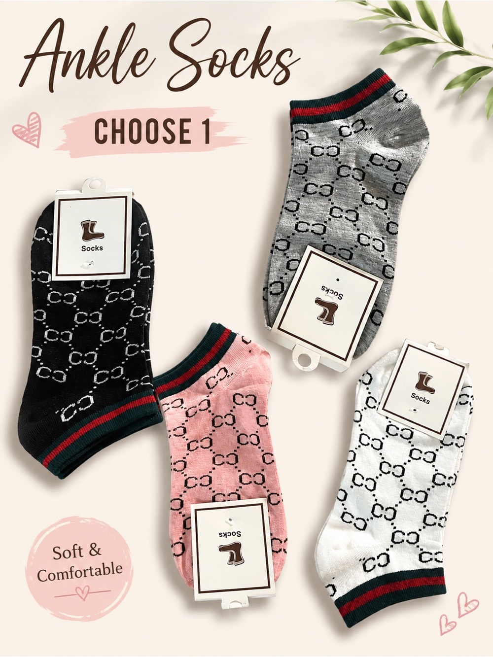Fashion Pattern Ankle Sox in Multiple Color Options - Choose 1